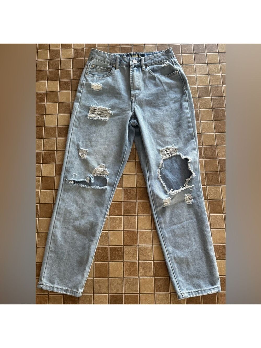 Indigo Rein Blue Boyfriend Jeans with Vintage Distressing